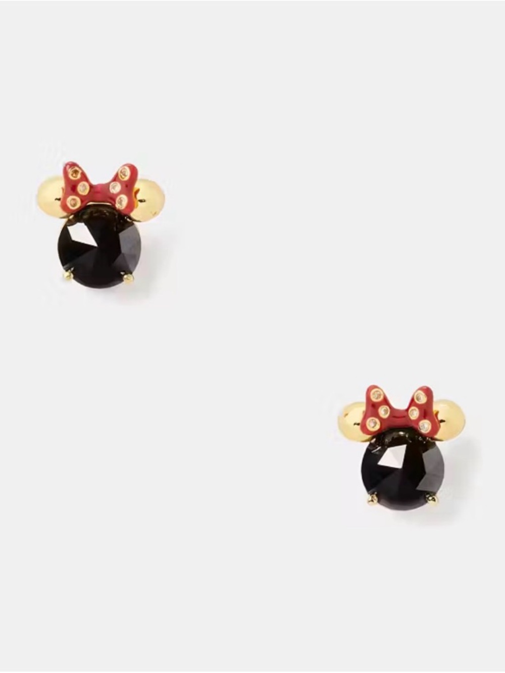 🆕 Disney x Kate Spade ♠️ New York Minnie Mouse Stud Earrings NWT Black Red Gold